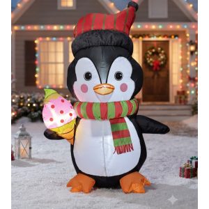FIGURA DECORATIVA INFLABLE DE PINGÜINO TIEMBLA 120CM