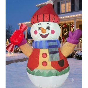 FIGURA DECORATIVA INFLABLE DE MUÑECO DE NIEVE 120CM