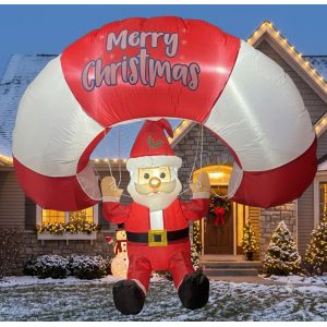 FIGURA DECORATIVA INFLABLE DE SANTA CON PARACAIDAS 100CM