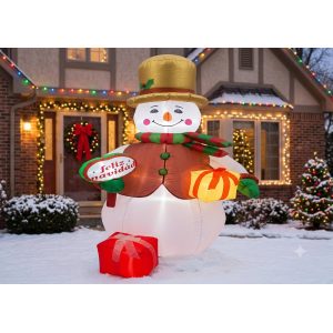 FIGURA DECORATIVA TIPO INFLABLE DE MUÑECO DE NIEVE 240CM