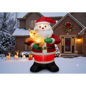 FIGURA DECORATIVA TIPO INFLABLE SANTA CLAUS ABRAZO RENO 240CM