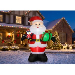 FIGURA DECORATIVA TIPO INFLABLE SANTA CLAUS ABRAZO OSO 240CM