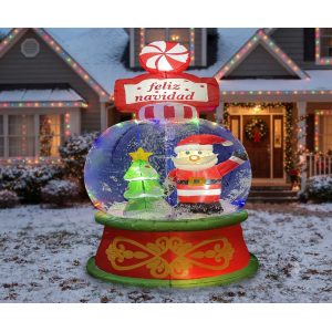 INFLABLE DE ESFERA NEVADO SANTA Y ARBOL 210CM