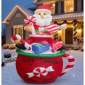 INFLABLE DE SANTA CON TAZA C/MUSICA DE SENSORES 180CM
