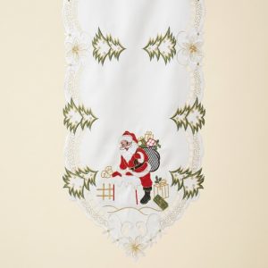 Camino de mesa blanco Santa Claus