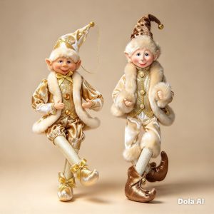 DUENDE PAREJA DORADO 43CM