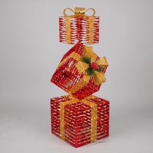 1200L FIGURA DE CAJA REGALO LED'S CALIDO-ROJO
